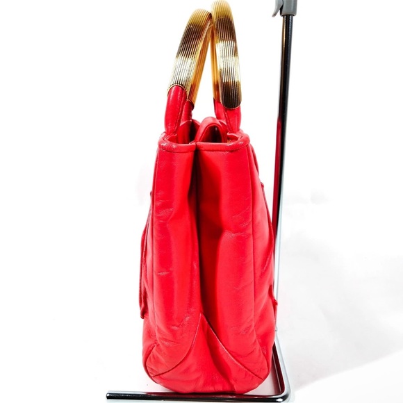 Fendi Pasta Red Leather Mini Handbag with COA EUC - Picture 5 of 17